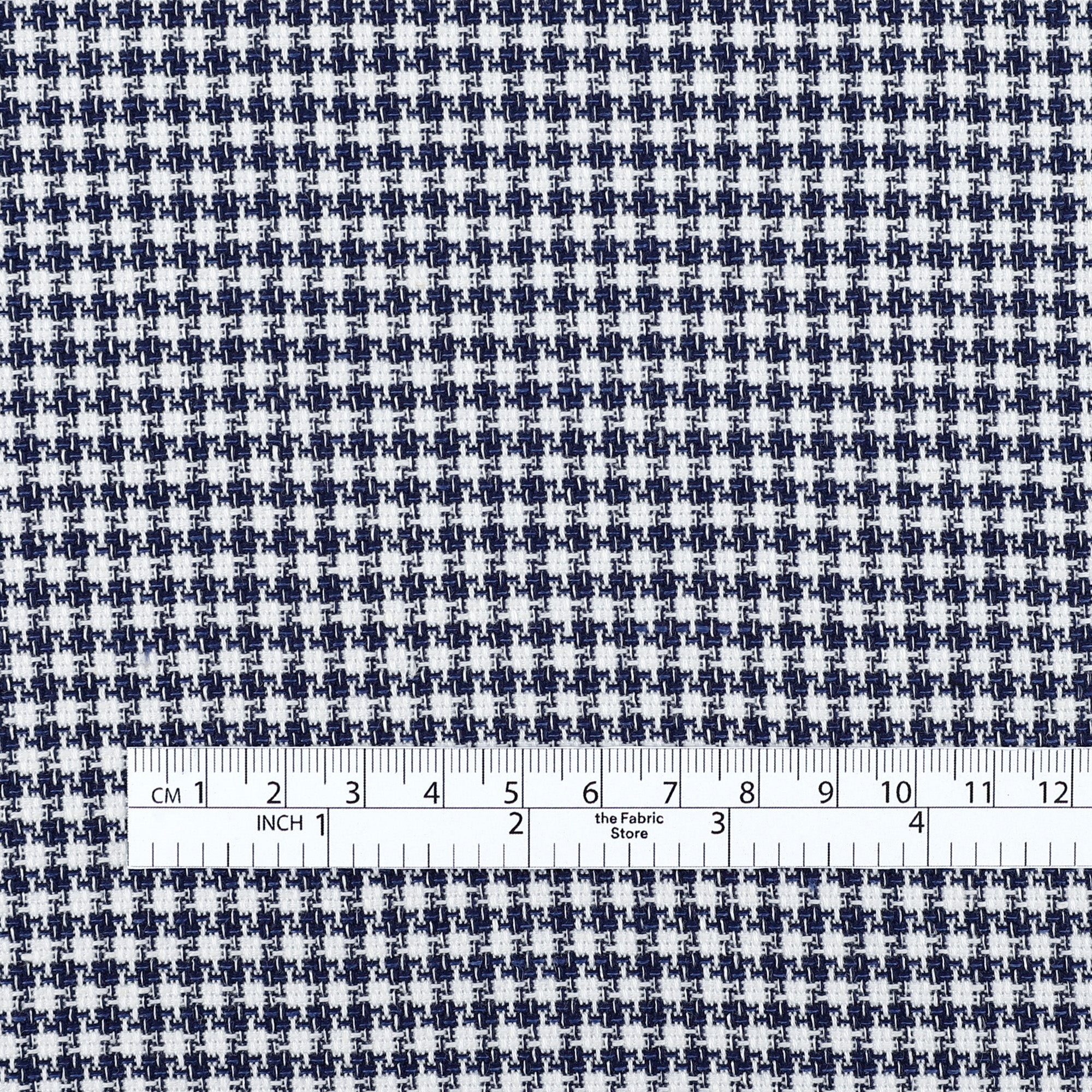 Houndstooth Cotton Suiting - Navy