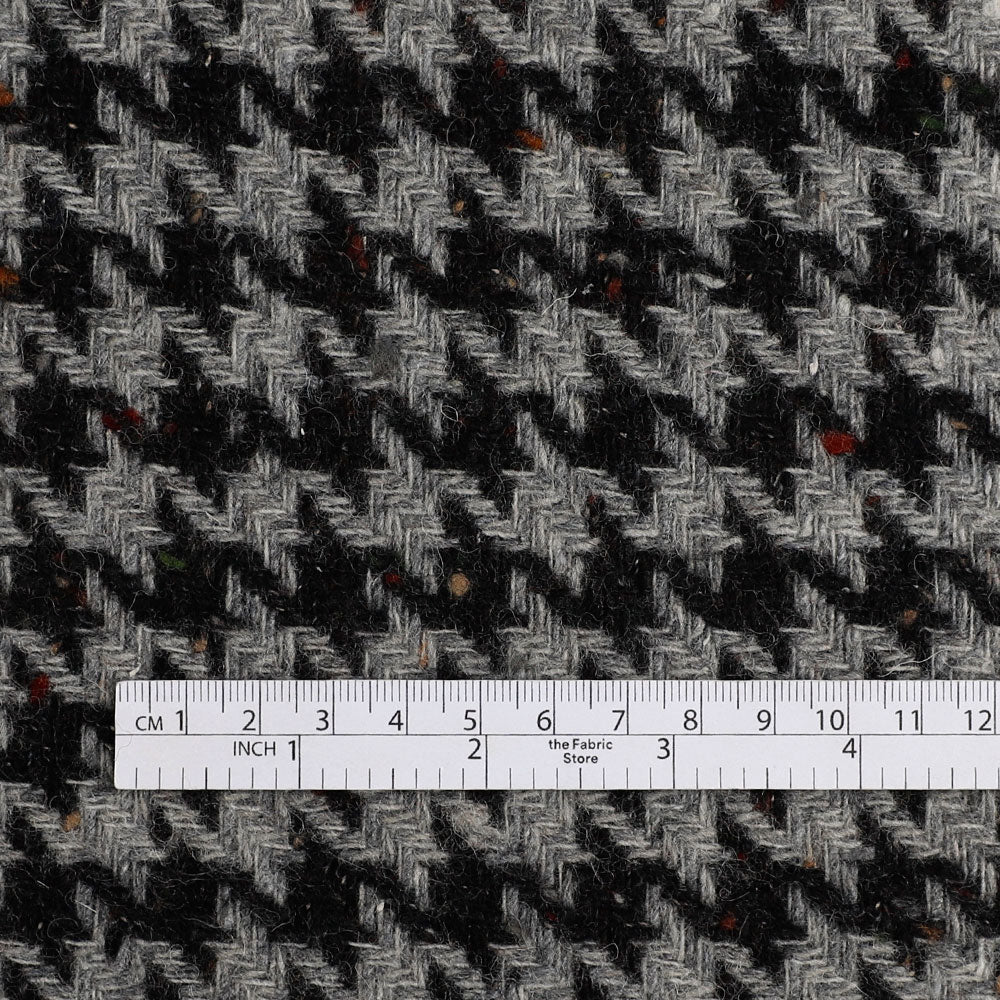 Houndstooth Wool Blend Coating - Grey Fleck