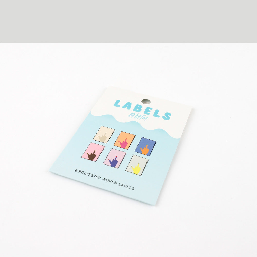 KATM Woven Labels - Middle Finger Mini Hands