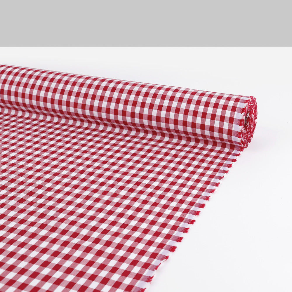 Gingham Cotton Poplin - Pomegranate