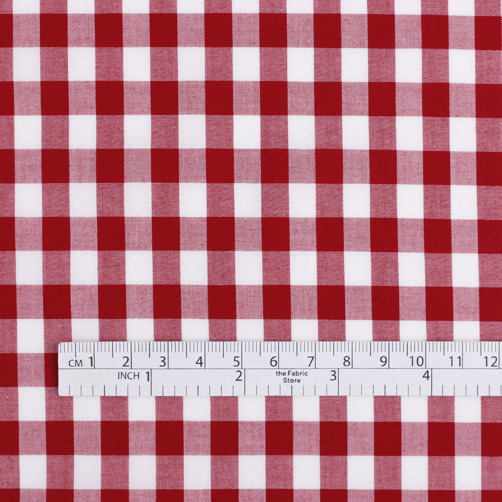 Gingham Cotton Poplin - Pomegranate