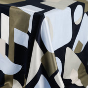 Mod Shapes Viscose Satin - Sky Navy