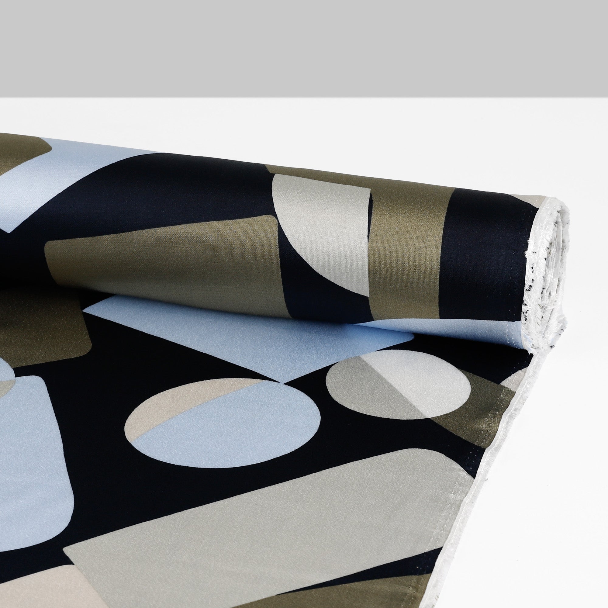 Mod Shapes Viscose Satin - Sky Navy