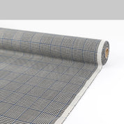 Double Faced Prince Of Wales Check Wool - Blue Mix (remnant)