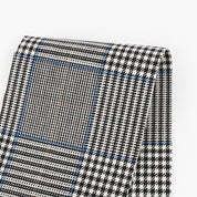 Double Faced Prince Of Wales Check Wool - Blue Mix (remnant)