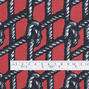 Nautical Knot Textured Cotton - Carmine