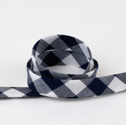 Gingham Cotton Bias Binding - Navy