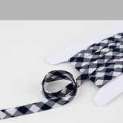Gingham Cotton Bias Binding - Navy