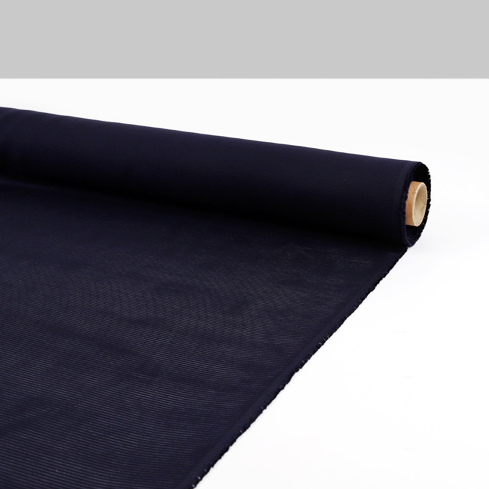 Sheer Weft Stripe Silk / Cotton - Navy