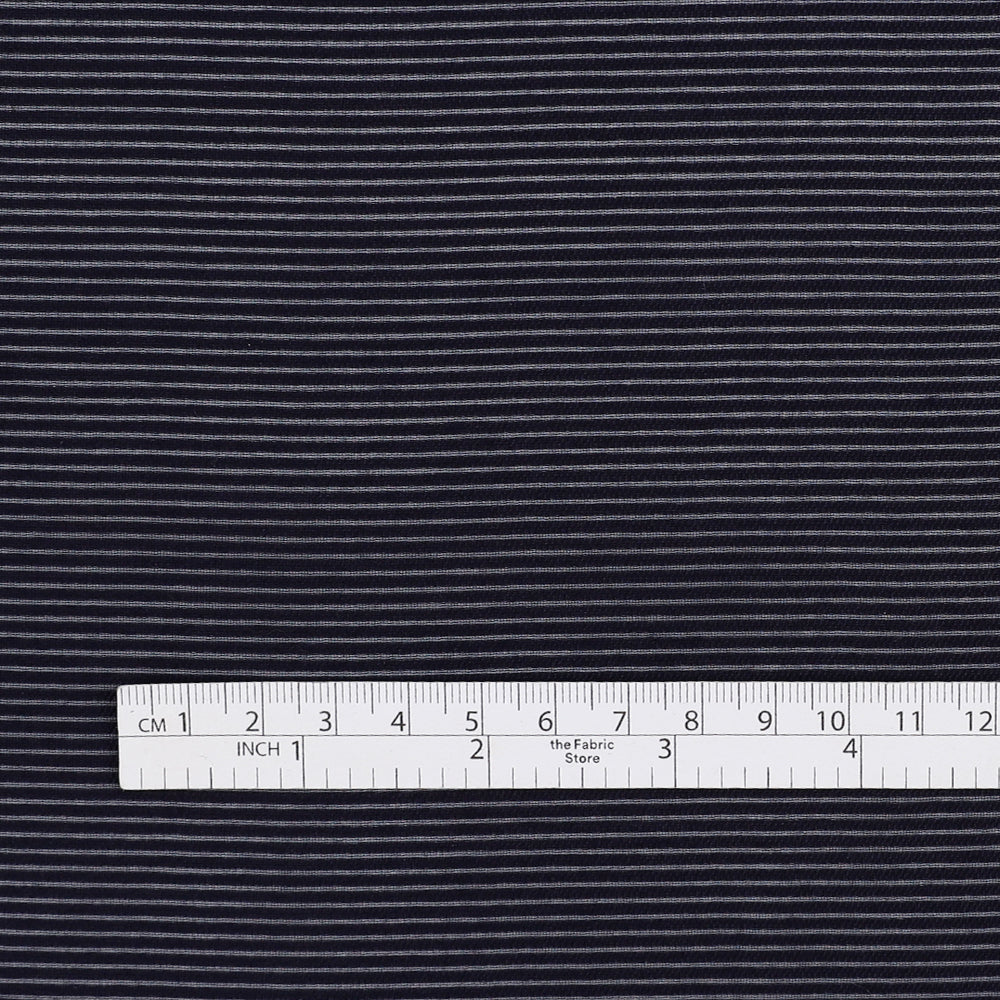 Sheer Weft Stripe Silk / Cotton - Navy