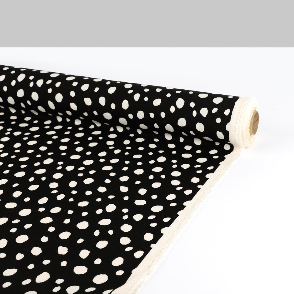 Pebble Spot Viscose / Rayon Crepe - Black