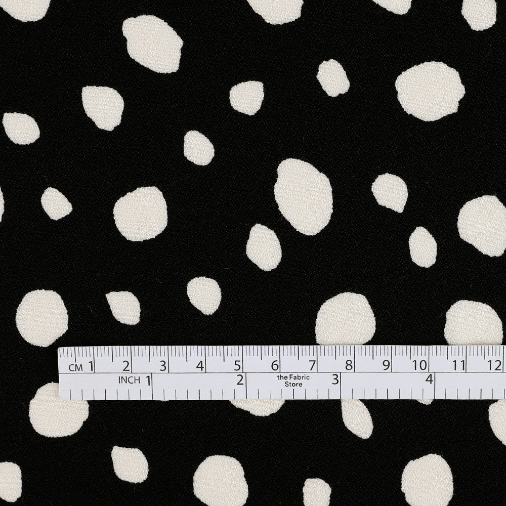 Pebble Spot Viscose / Rayon Crepe - Black