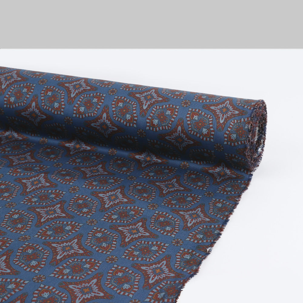 Ornate Cotton Twill - Bright Navy Mix