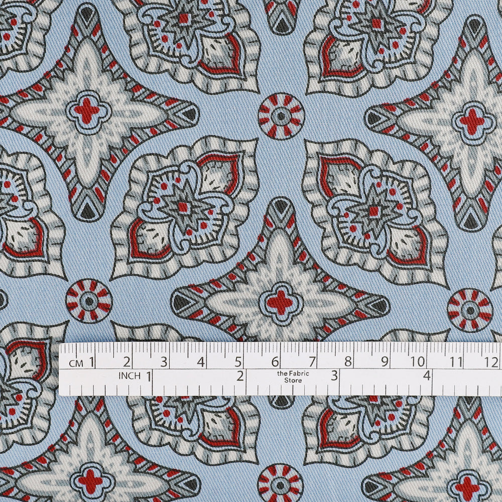 Ornate Cotton Twill - Ceil Blue Mix