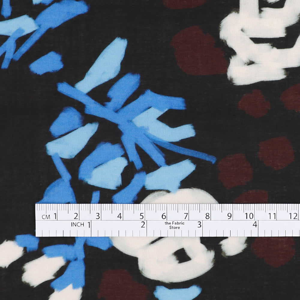 Painterly Rose Cotton Voile - Cornflower