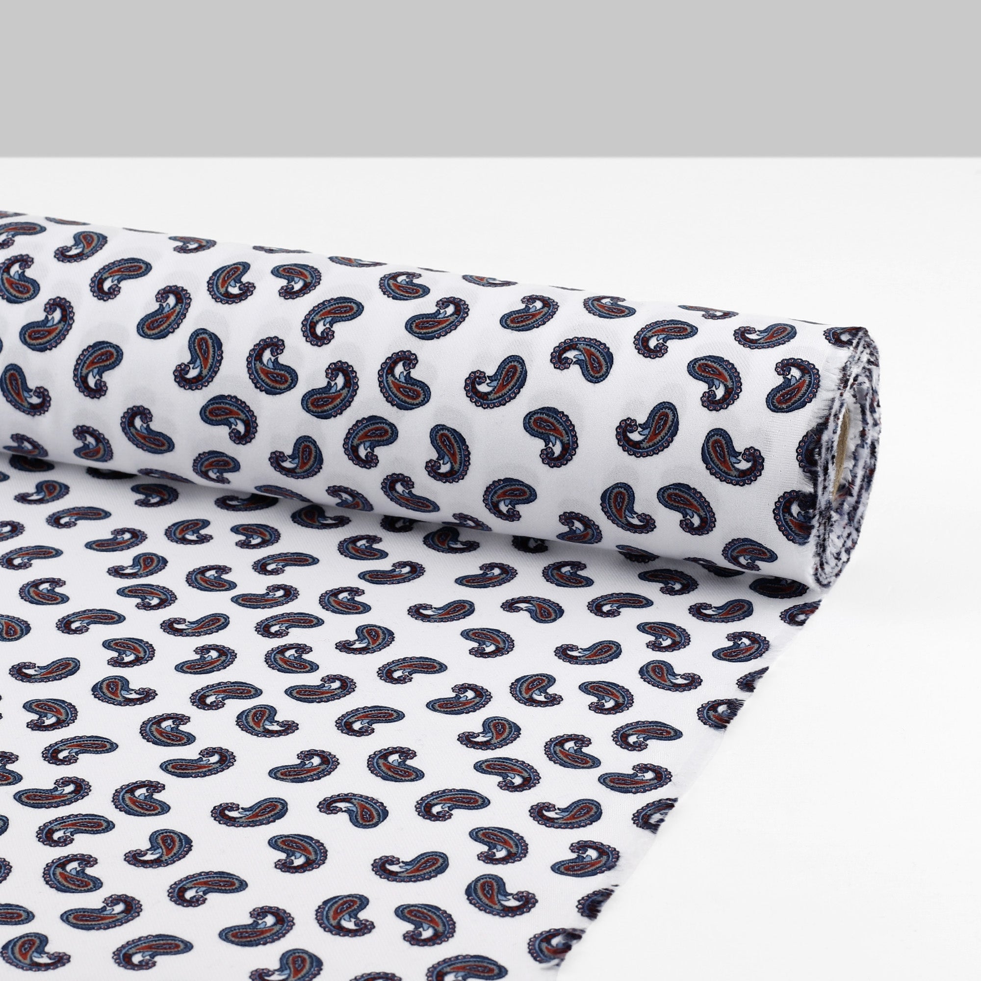 Paisley Brushed Cotton Twill - White
