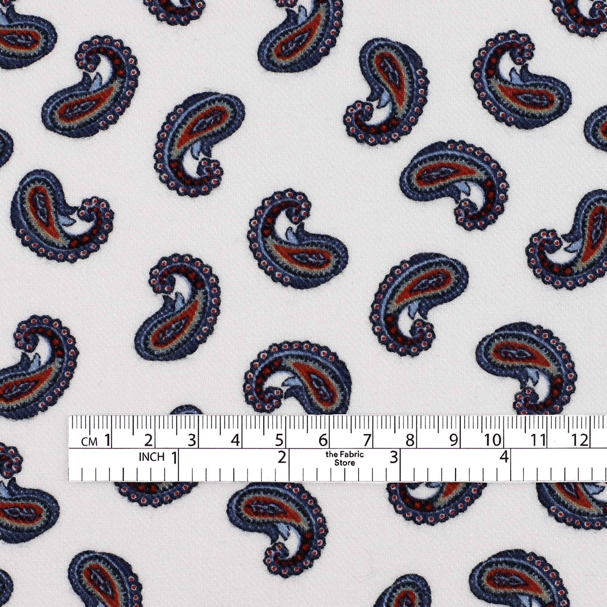 Paisley Brushed Cotton Twill - White