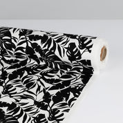 Palm Leaves Silhouette Stretch Cotton Twill  - Black