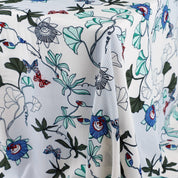 Passionflower Butterfly Viscose Challis - White