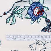 Passionflower Butterfly Viscose Challis - White