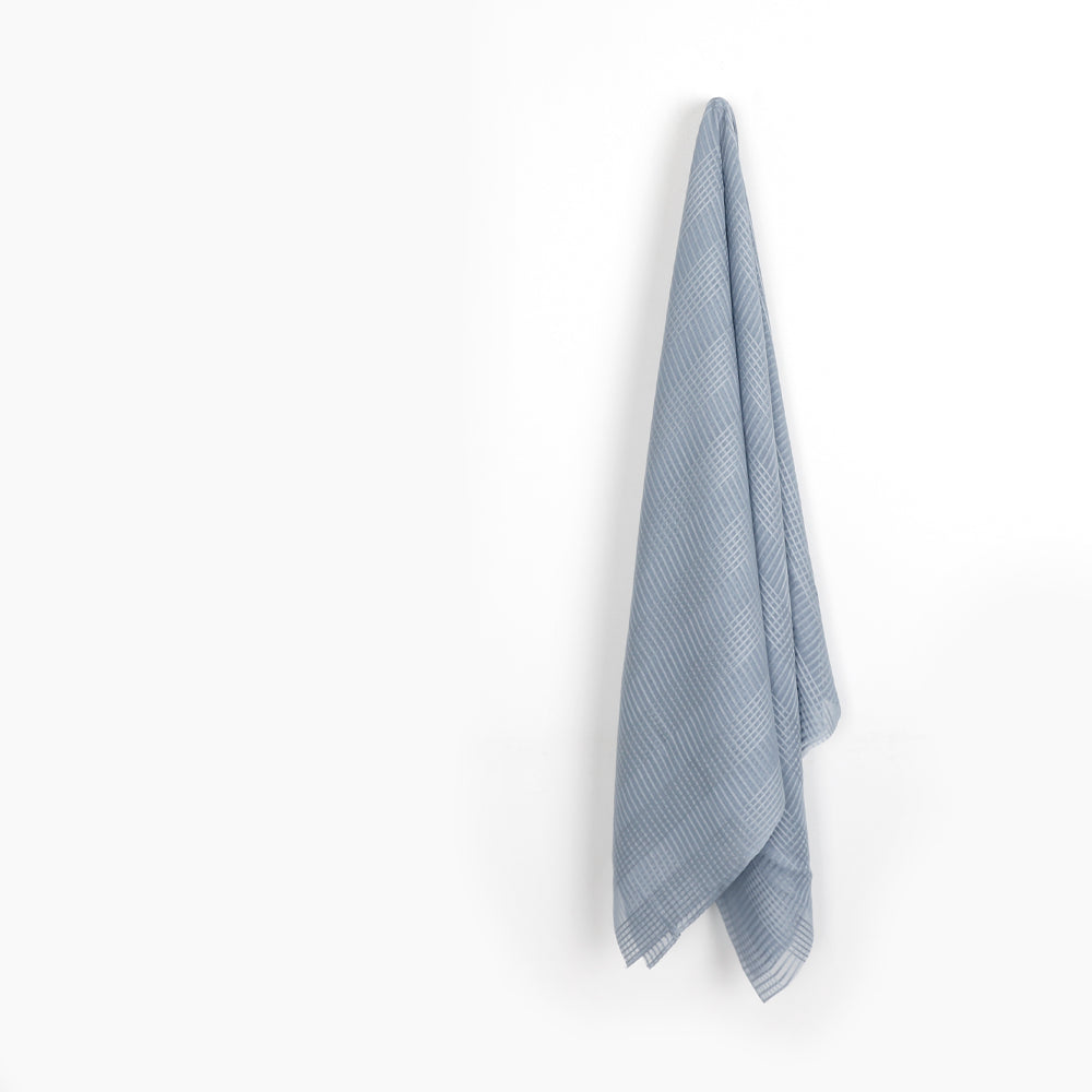 Sheer Check Silk- Misty Blue