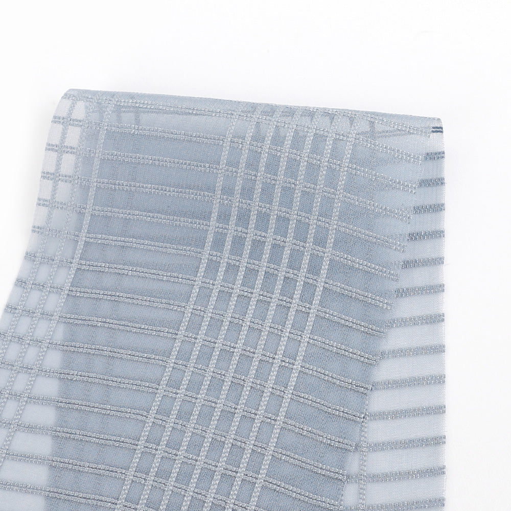 Sheer Check Silk- Misty Blue
