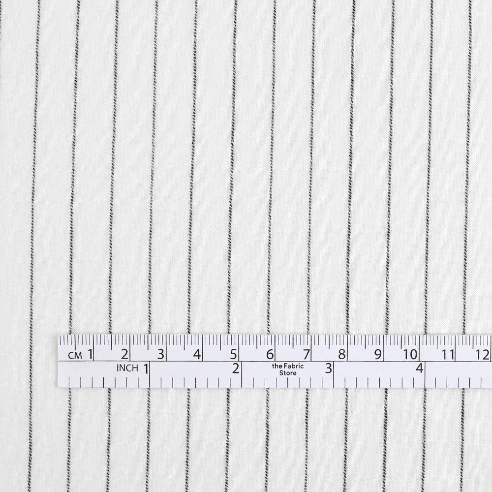 Pinstripe Rayon Challis - Ivory