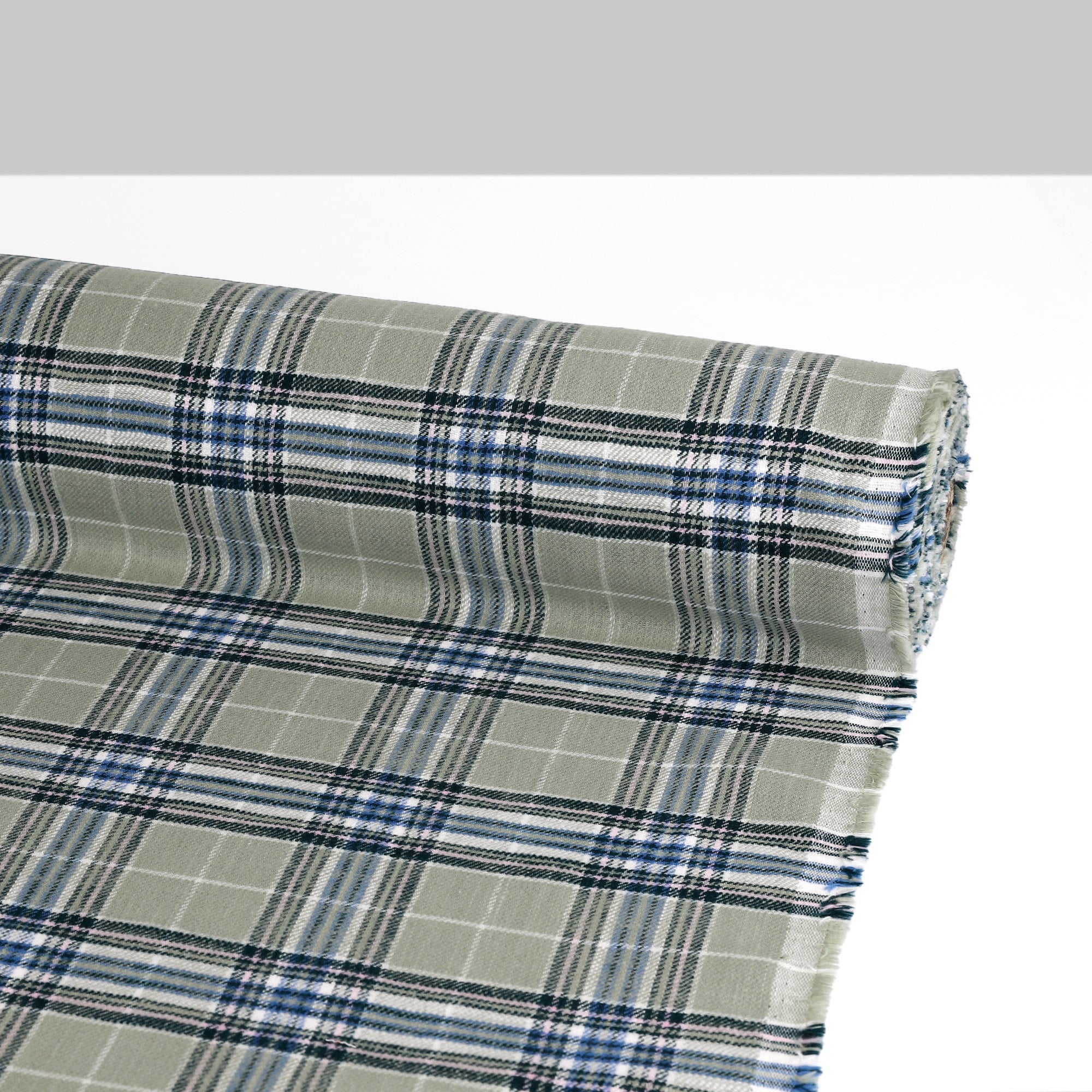 Brushed Plaid Cotton - Matcha