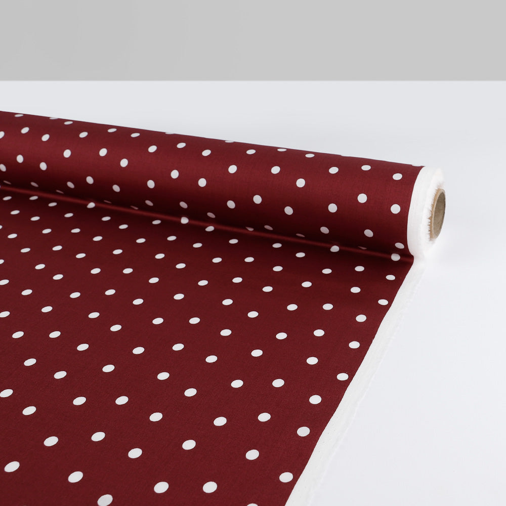 Polka Dot Cotton Sateen - Claret