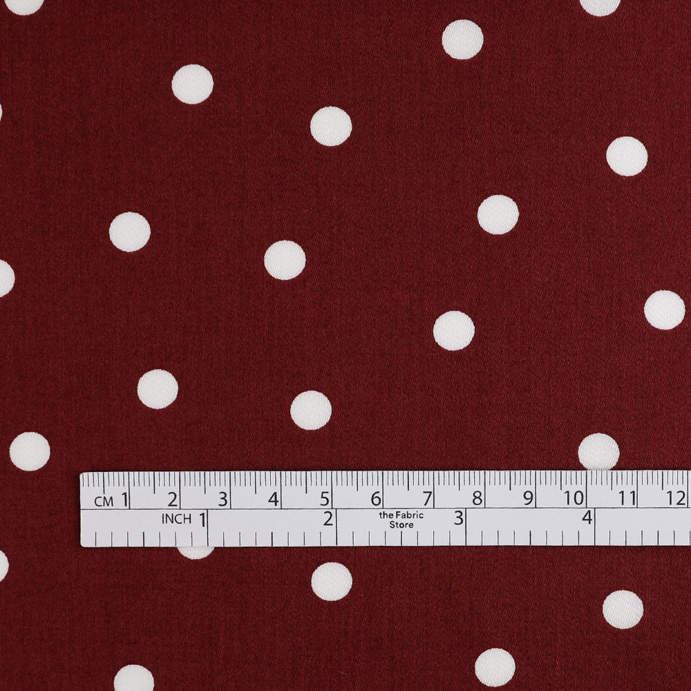 Polka Dot Cotton Sateen - Claret