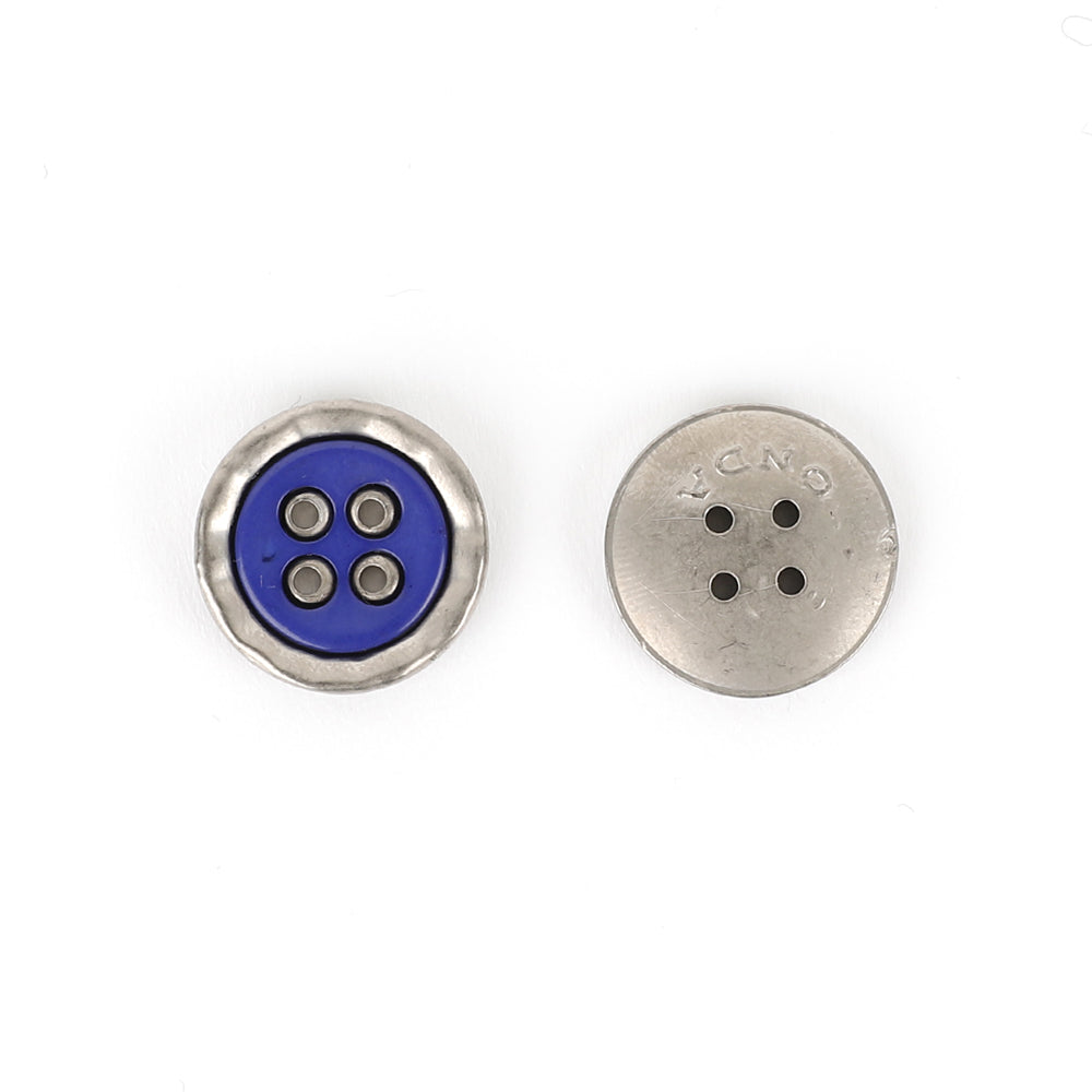 Metal / Poly Pie Button 18mm - Violet / Silver