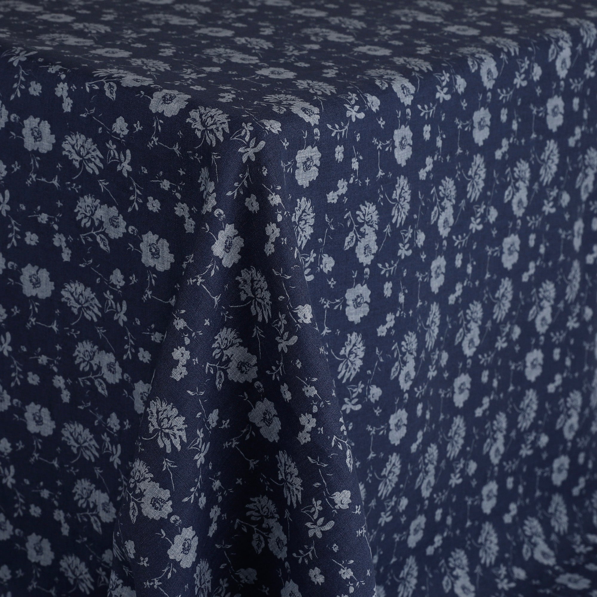 Printed Blooms Linen - Marine