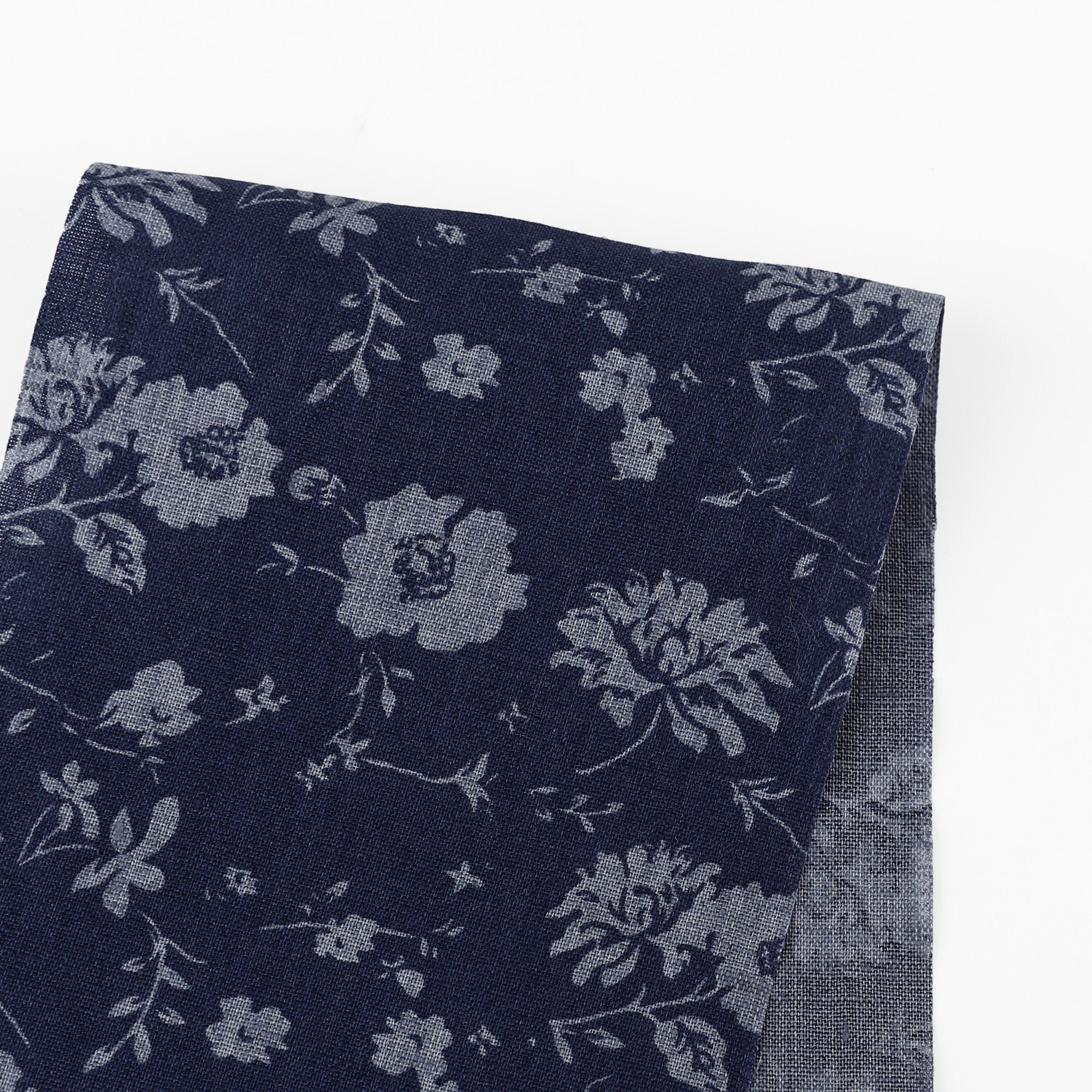 Printed Blooms Linen - Marine