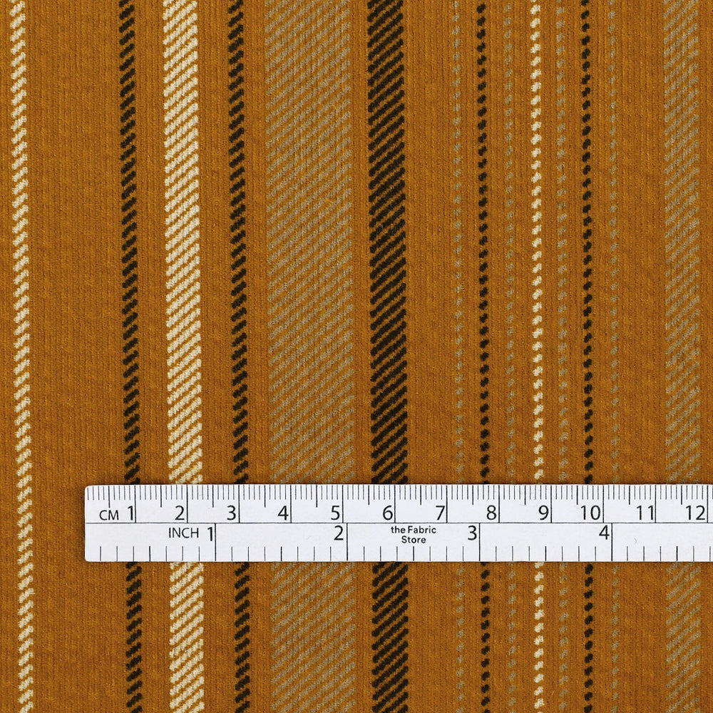 Printed Stripe Crumpled Cotton Cord - Cider