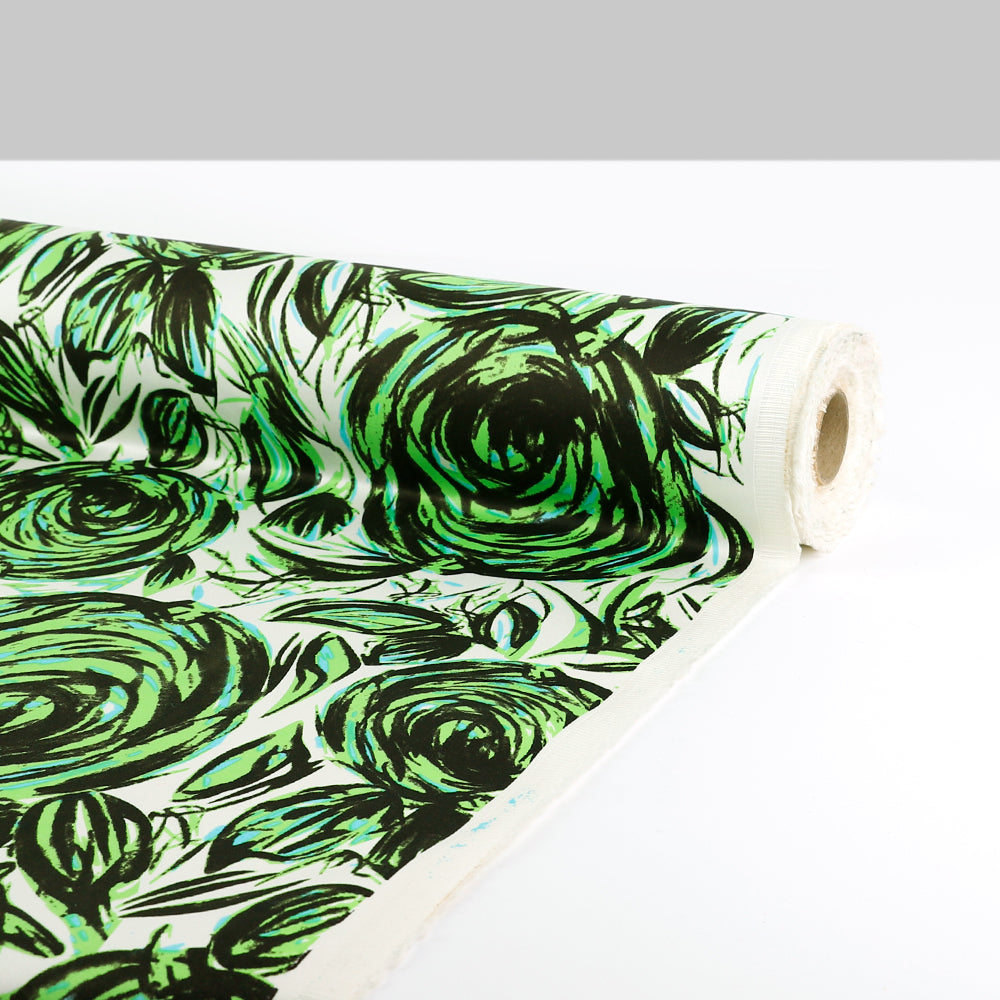 Painted Camelia Stretch Cotton Sateen - Sour Lime (1.7m Bundle)