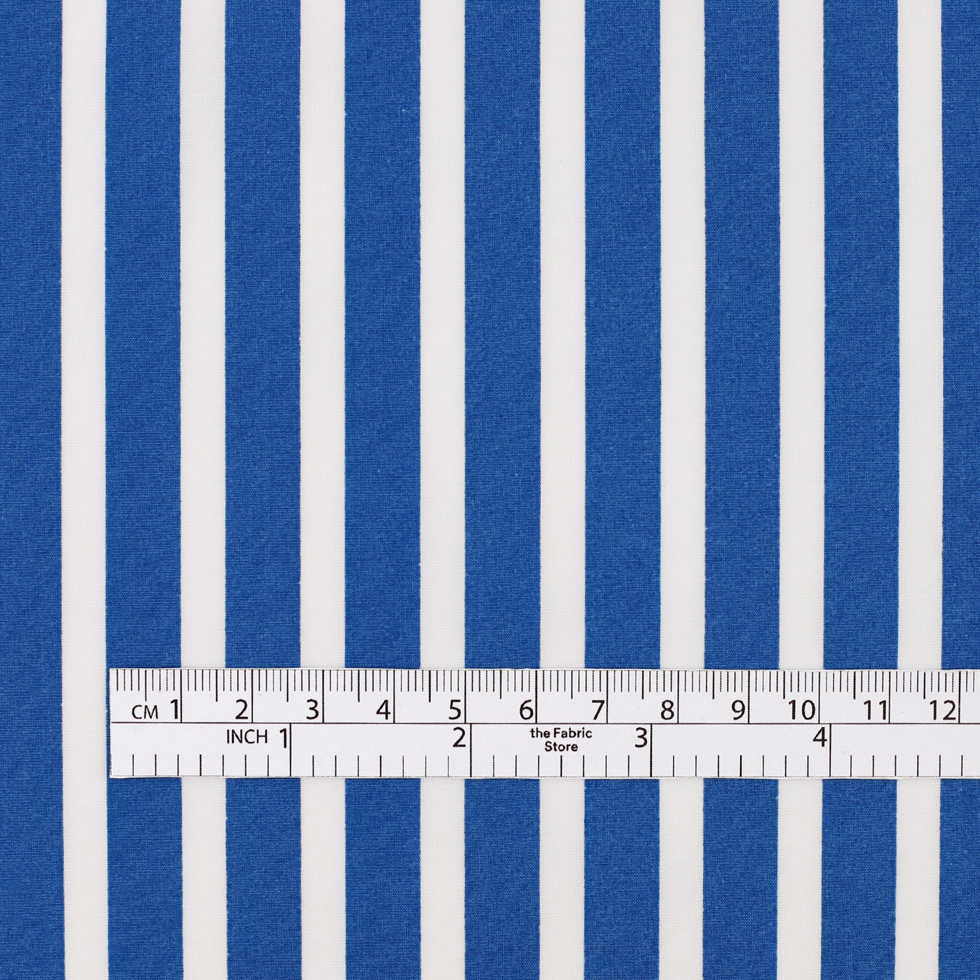 Bold Printed Stripe Cotton Shirting - Cobalt