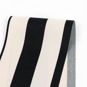 Printed Stripe Poly Twill Suiting - Black / Cream