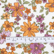Retro Dahlia Shirred Cotton/Elastane - White