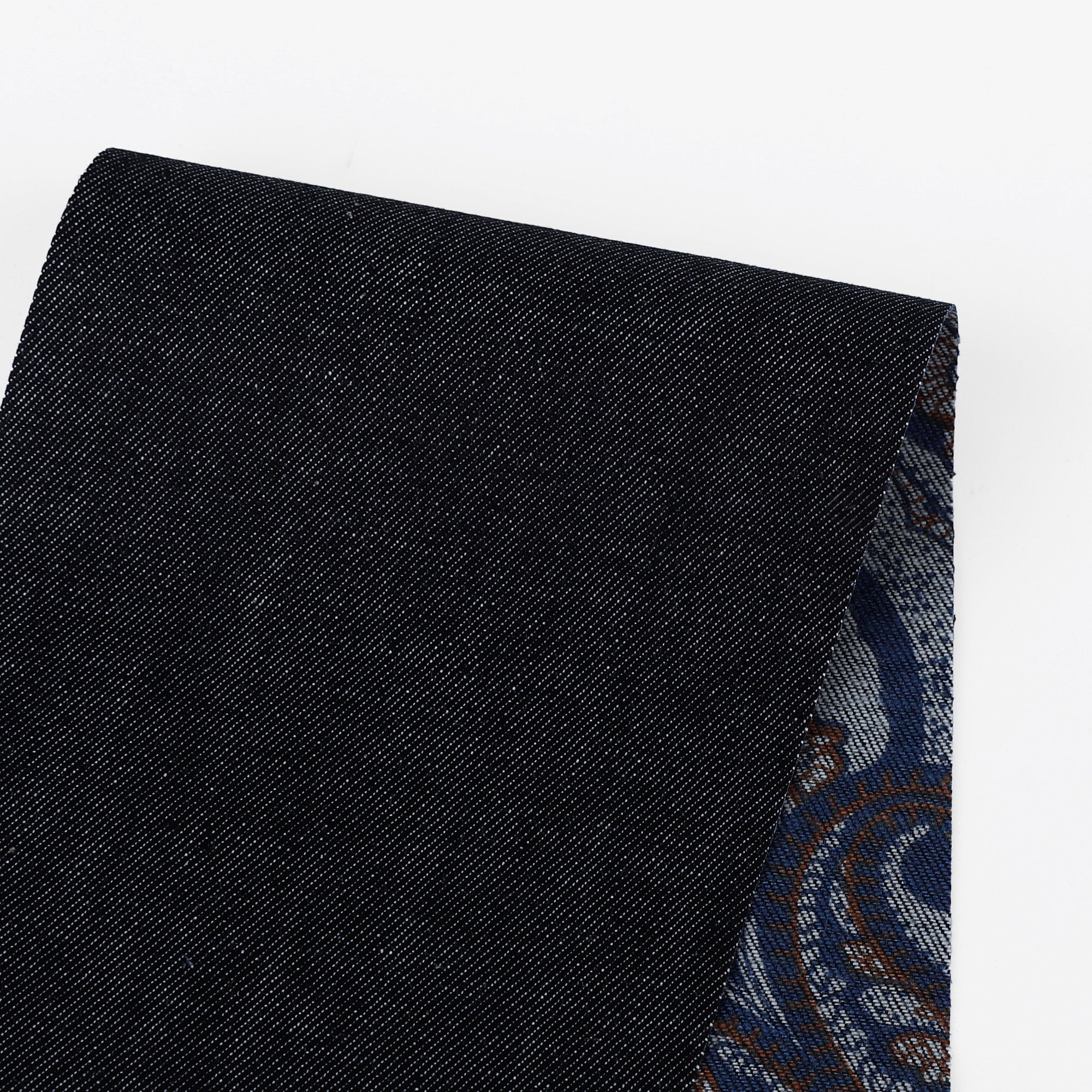 Reverse Paisley Stretch Denim - Ink
