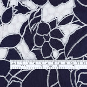 Rose Cut-Out Embroidered Satin - Navy
