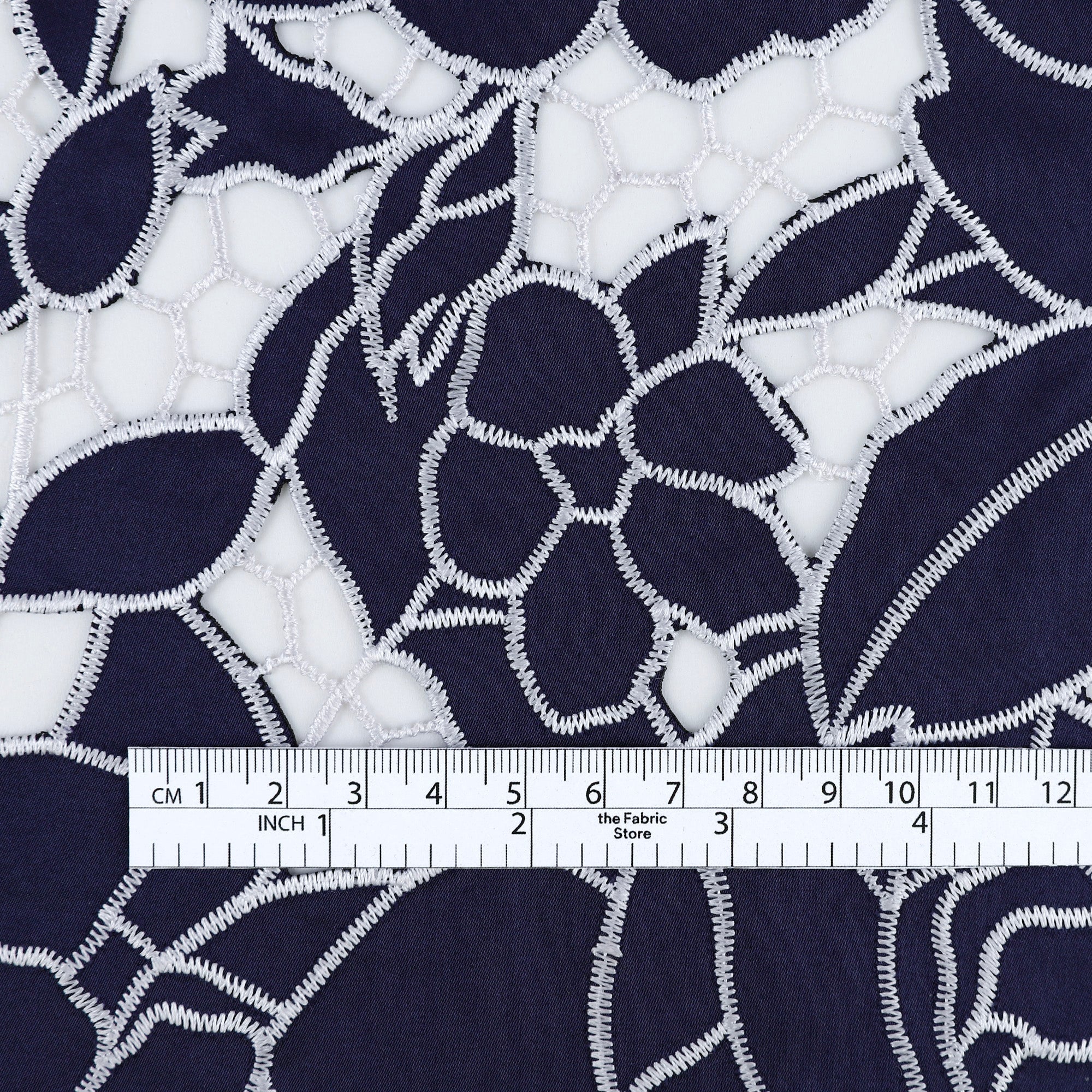 Rose Cut-Out Embroidered Satin - Navy