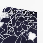 Rose Cut-Out Embroidered Satin - Navy