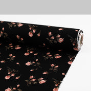 Scattered Rose Stems Viscose/Rayon Crepe - Black