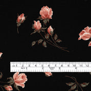 Scattered Rose Stems Viscose/Rayon Crepe - Black