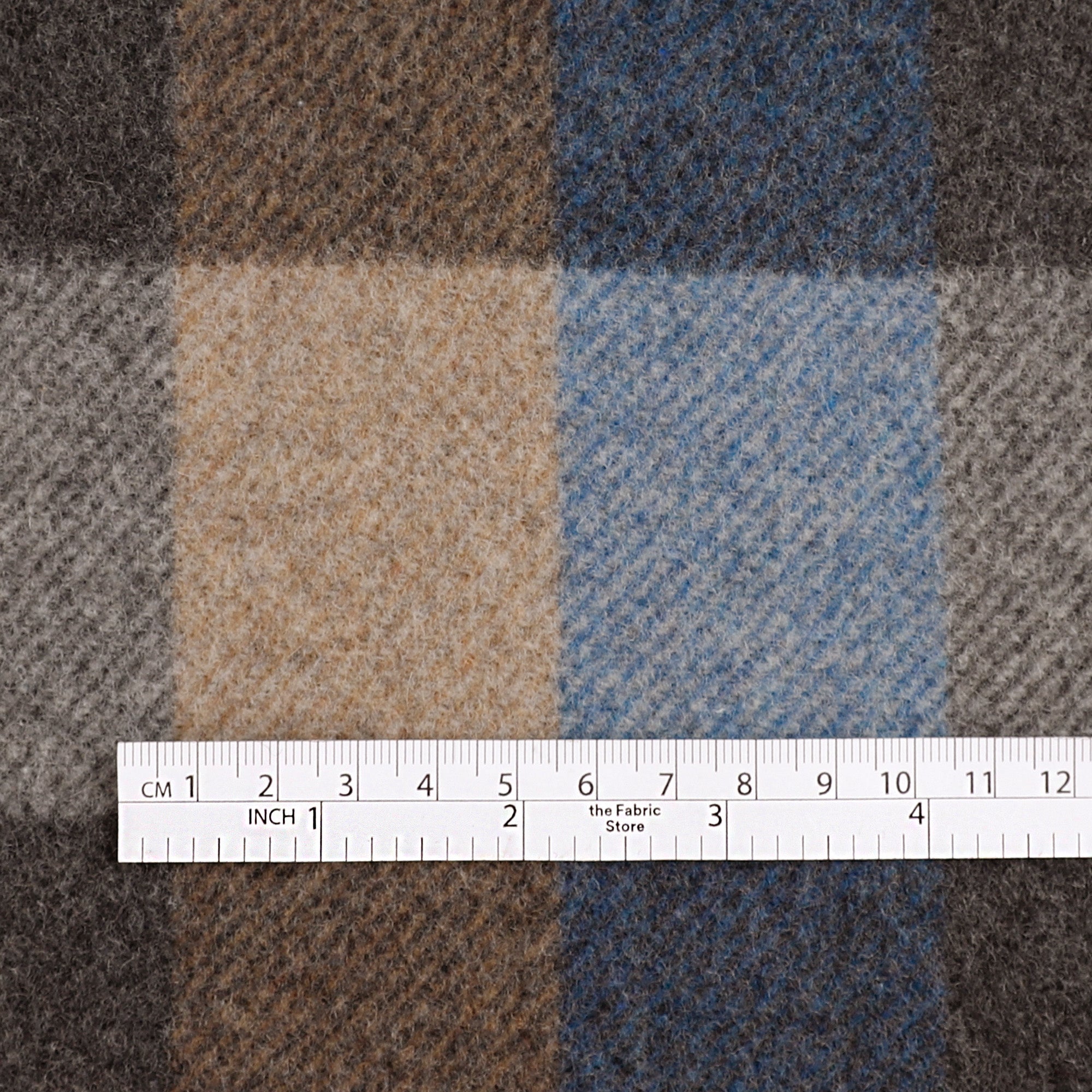 Double Faced Check Wool Coating - Blue