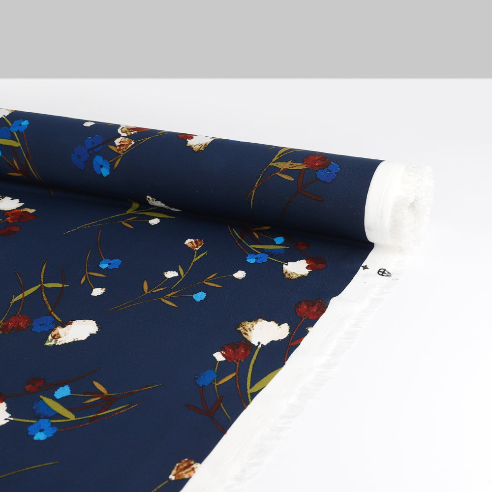 Scattered Wildflower Double Georgette - Marine