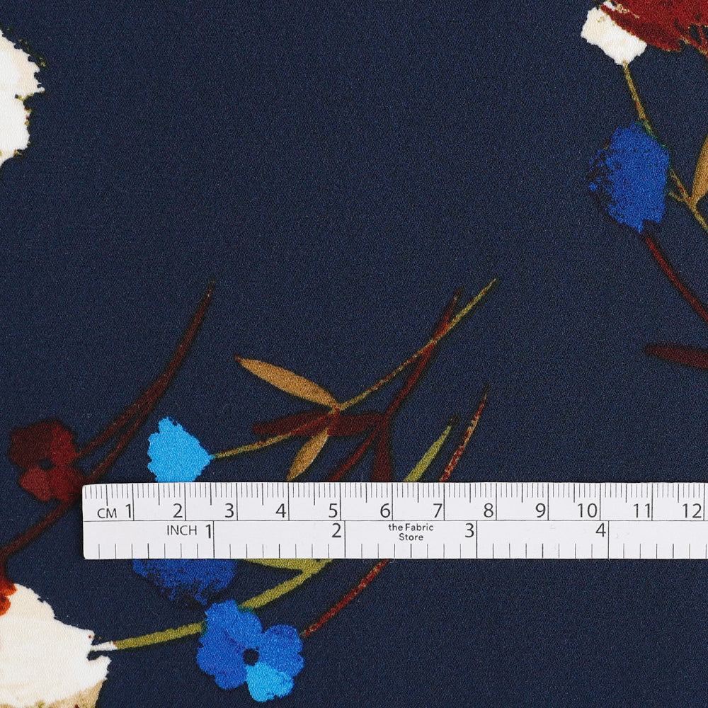 Scattered Wildflower Double Georgette - Marine