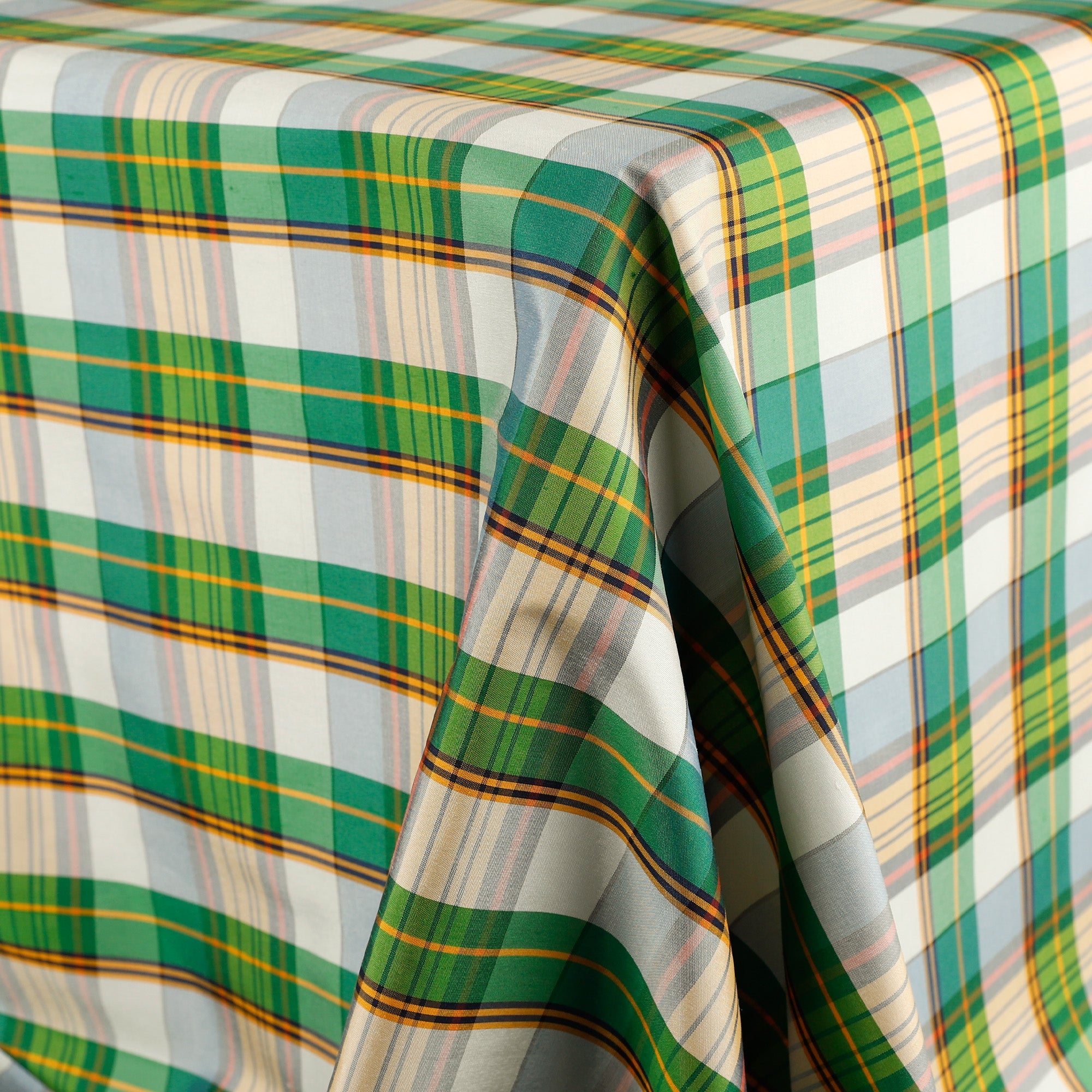 Plaid Silk/Poly Taffeta - Green Primary (4.8m Bundle)