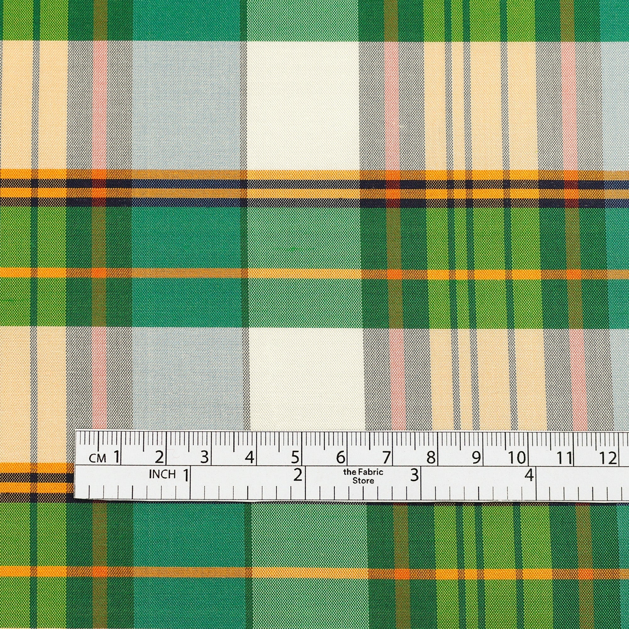 Plaid Silk/Poly Taffeta - Green Primary (4.8m Bundle)