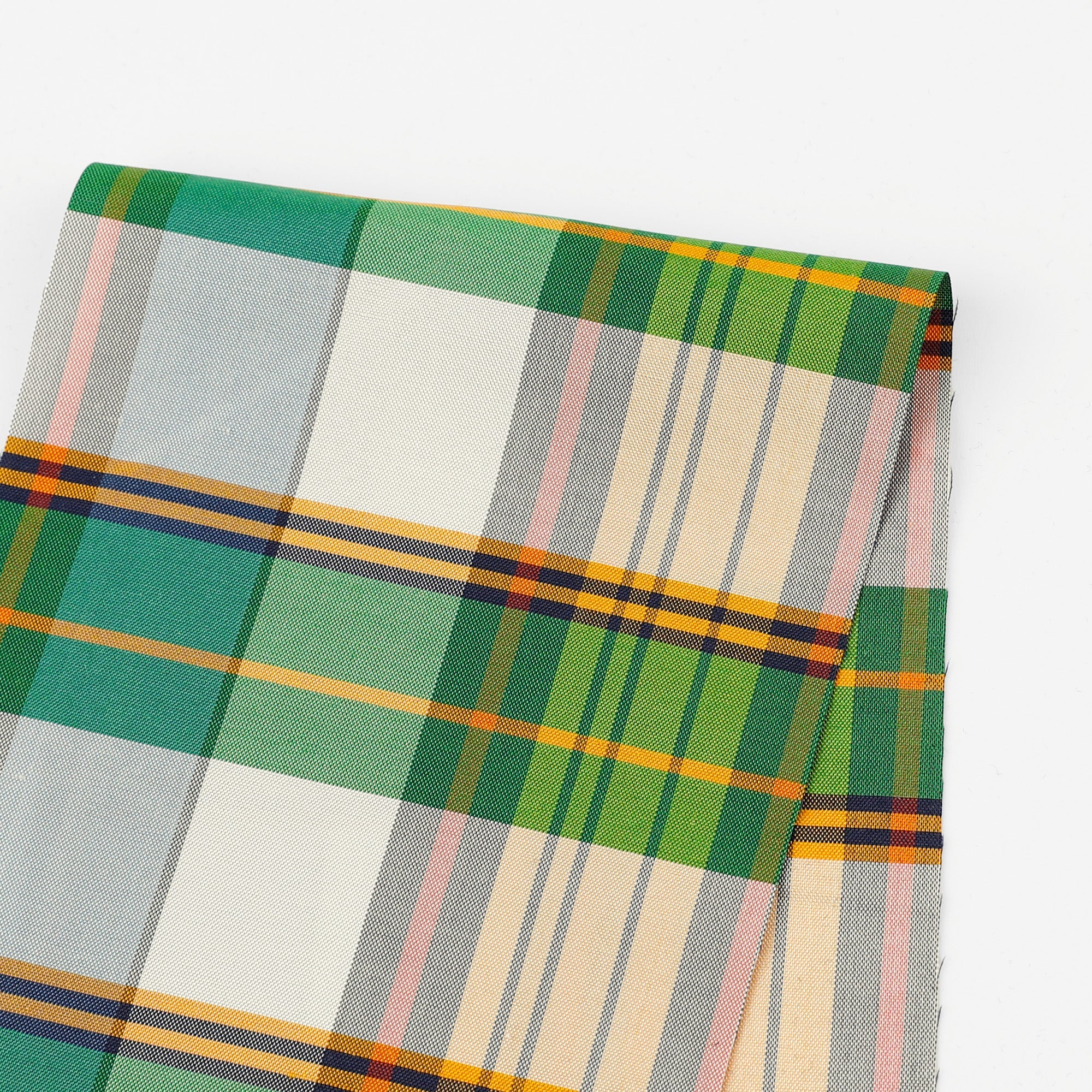 Plaid Silk/Poly Taffeta - Green Primary (4.8m Bundle)